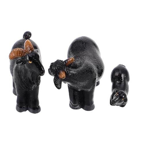 EPIGEIST 3 Stück Realistische Schaf Figuren Teiliges aus Schwarzem Resin Kleine Detailgetreue Lamm und Ziegenmodelle für Mikro Landschaften Farmtier Dekoration Deko für DIY Bonsai und von EPIGEIST