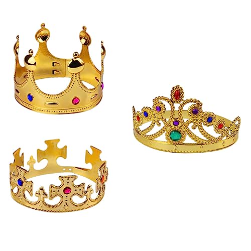 EPIGEIST 3 Stück Teiliges Stirnband Goldene Partykrone für Mädchen Geburtstagsfeier Spiel Königin König Elegant Haarschmuck für Festliche Anlässe von EPIGEIST