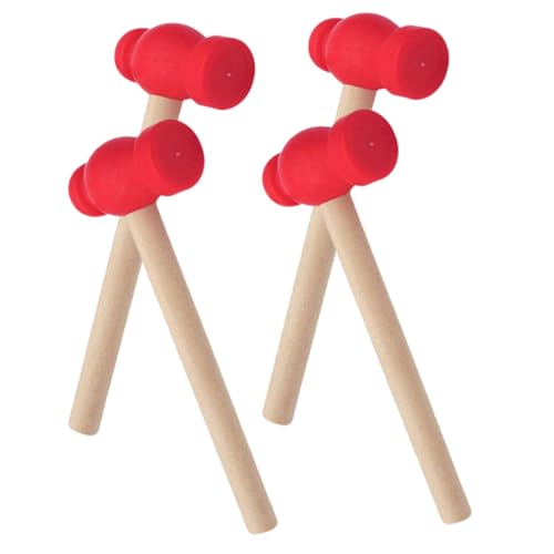 EPIGEIST 4 Stück Teiliges Holzhammer Kleine Schlaghämmer aus Robustem Lackiertem Holz Pädagogisches Werkzeug für Jungen und Mädchen Sicherer Griff für Spielerisches Lernen und Eltern Junge von EPIGEIST