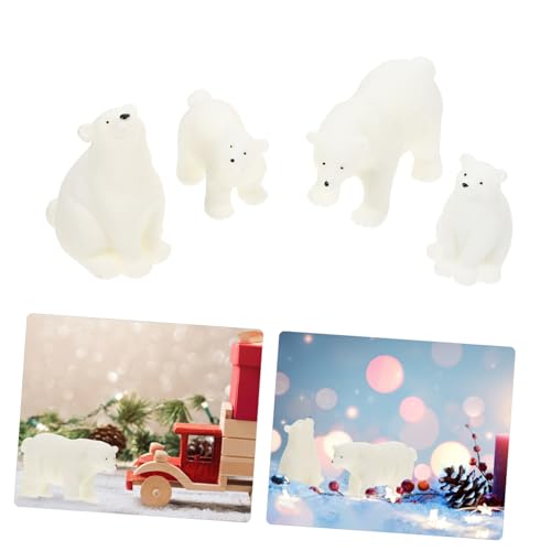 EPIGEIST 4 Stück Teiliges Resin Eisbär Figuren Realistische Polar Bären Modelle Dekorative Tierfiguren für Desktop Mikrolandschaft Frühe Lernspielzeuge Geeignet für Kinderzimmer und von EPIGEIST