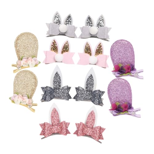 EPIGEIST 6 Paare Glitzer Hase Ohren Haarspangen Haarclips für Mädchen Niedlicher Haarschmuck für Party Hochzeit und Alltag Langlebige und Strahlende Haaraccessoires von EPIGEIST