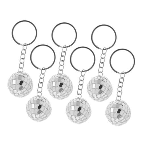 EPIGEIST 6 Stück Schlüsselanhänger mit Spiegelkugel Discokugel-Schlüsselanhänger, Partygeschenke Silberner Discokugel-Schlüsselanhänger Spiegelball Zinklegierung Silver von EPIGEIST