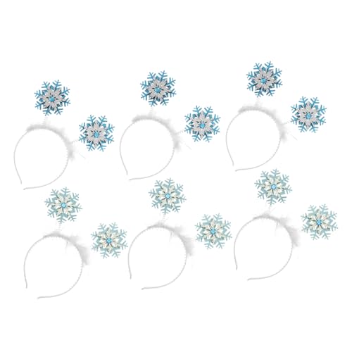 EPIGEIST 6 Stück Schneeflocken Kopfschnalle Haarreifen Weihnachtszubehör Schneeflocken Stirnband Schneeflockenkrone Für Erwachsene Glitzerpulver von EPIGEIST