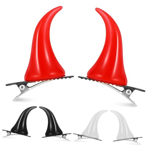 EPIGEIST 6 Stück Teiliges Teufelshorn Haarclips aus Resin mit Alligatorclip Starkem für Halloween Kostüm Party in und Rot Vielseitig für Verschiedene Frisuren und Festliche Looks von EPIGEIST