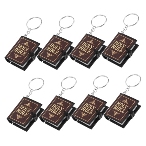 EPIGEIST 8 Stück Teiliges Miniatur Bibel Schlüsselanhänger Religiöse Geschenkidee Robuster PVC Metall Schlüsselring Modisches Accessoire für Männer und Frauen Vielseitig für Taschen und von EPIGEIST