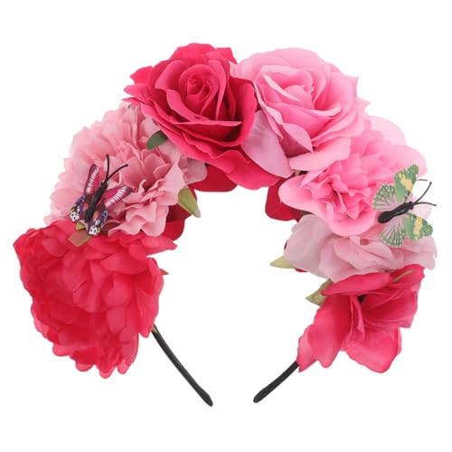 EPIGEIST Boho Schmetterling Haarreif mit Künstlichen Rosen Mexikanischer Stil Vintage Blumen Stirnband Leichtes Party Accessoire für Halloween Kostümfest und Themenfeiern von EPIGEIST