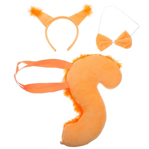 EPIGEIST Eichhörnchen-Stirnband-Set Cosplay Ohr Halloween Tierstirnbänder Eichhörnchen-Kostümschwänze Stirnband Tier Squirell Earscsnd Tail -Tanzkostüm Stoff Gelb von EPIGEIST