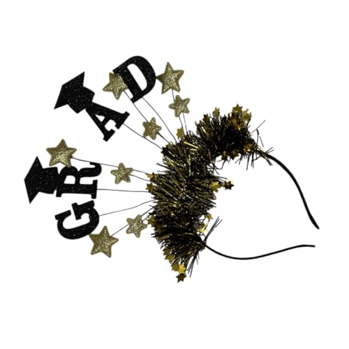 EPIGEIST Graduation Headband Doktorhut Haarreif Abschlussfeier Dekoration Schwarz Gold Stern Haarschmuck für Absolventen Party von EPIGEIST
