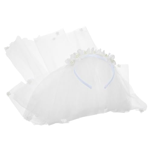 EPIGEIST Haarband mit Perlen und Blumen Weißes Stirnband mit Schleier für Party Geburtstagsfeier und Festlichkeiten Leichtes Haarschmuck accessoire für Mädchen Komfortabel und Formstabil von EPIGEIST