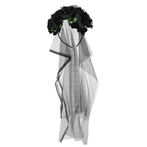 EPIGEIST Halloween Haarreif mit Schwarzer Spinne und Feinem Mesh Schleier Langlebiges Kostüm Accessoire mit Realistischer Rosenblüte für Halloween Partys und Gruselige Verkleidungen von EPIGEIST