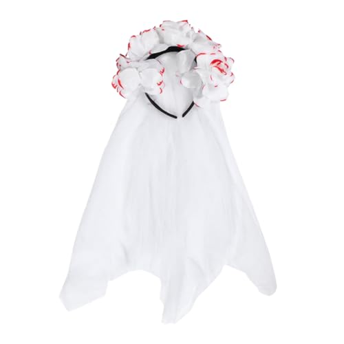 EPIGEIST Halloween Haarschmuck Rosen Stirnband mit Blutspritzern Horror Schleier Tag der Toten Kostüm Party Kopfschmuck für Damen von EPIGEIST