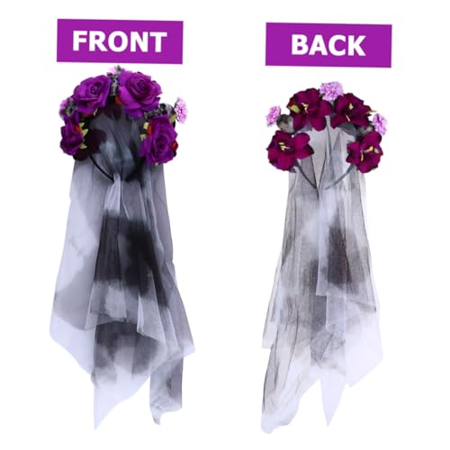 EPIGEIST Halloween Haarschmuck Totenkopf Haarreif mit violetten Rosenblüten für Damen und Stilvolles Cosplay Stirnband für Karneval Maskerade und Halloween Partys EPIGEIST Halloween Haarschmuck Totenkopf Haarreif mit violetten Rosenblüten für Damen und Stilvolles Cosplay Stirnband für Karneval Maskerade und Halloween Partys von EPIGEIST