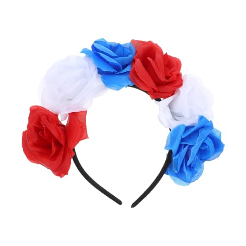 EPIGEIST Halloween Rosen Blumenstirnband mit Hellblau Roten Blüten Bequemes Party Haarreifen für Damen Festliches Kostümzubehör für Halloween Rollenspiele und Spanische von EPIGEIST