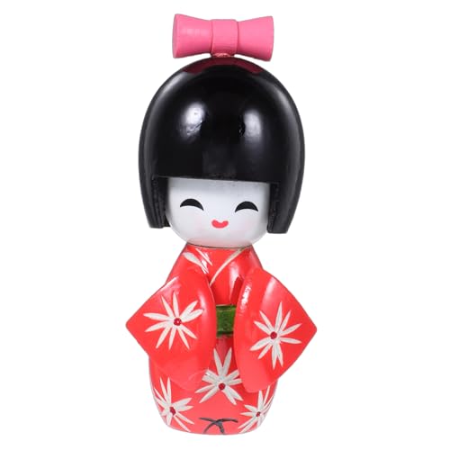 EPIGEIST Kimono Puppen Puppe Japanische Traditionelle Puppen Handwerkliche Dekoration Japanisches Kimono-Desktop-Ornament Orientalische Puppen Japanische Kimonopuppe Antike Puppen Holz Rot von EPIGEIST