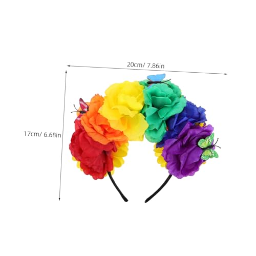 EPIGEIST Mexikanisches Blumen stirnband mit Rosen Langlebiger Wiederverwendbarer Kopfschmuck für Cosplay Party Halloween und Dia De Los Muertos Komfortabel Farbenfrohes Weiches Kopfband von EPIGEIST