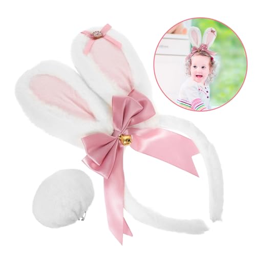 EPIGEIST Plüsch Hasenohren Haarreif mit Schleifen und Hasenschwanz Party Haarband für Damen und Mädchen Niedliches Cosplay Accessoire für Karneval Halloween Geburtstagsfeiern von EPIGEIST