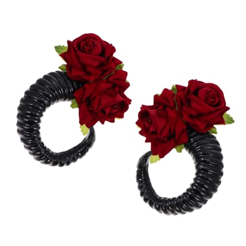 EPIGEIST RAM Horn Hairband mit Schwarzen Rosen Dekoratives Halloween Kopfschmuck Accessoire für Party Festival Fotoshooting und Kostüme als oder Festtagsdeko von EPIGEIST