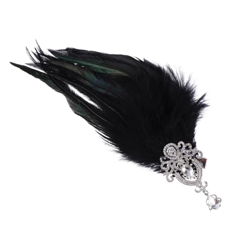 EPIGEIST Retro Feder Haarzubehör Haarschmuck Party-kopfschmuck Strass-stirnband Party-kopfbedeckung Cosplay-kopfschmuck Bühnenhaarband Federhaarband Schwarz von EPIGEIST