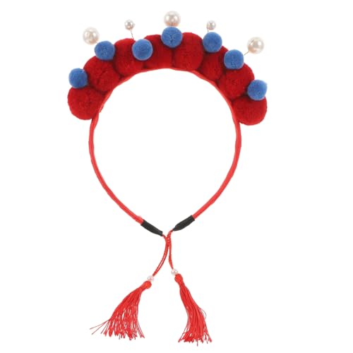 EPIGEIST Rotes Pompom-stirnband Mit Chinesischen Elementen, Ideal Für Neujahrsfeiern, Festliche Rollenspiele Und Bühnenauftritte, Partyzubehör Für Kulturelle Veranstaltungen von EPIGEIST
