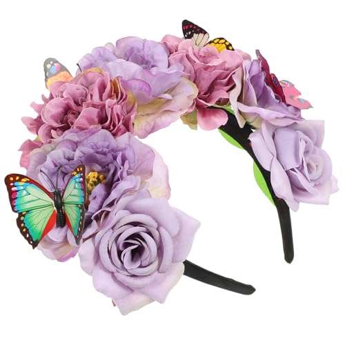 EPIGEIST Schmetterlings Haarreif mit Lifelike Blumen Halloween Accessoire und Boho Kopfschmuck für Damen Vielseitiges Dekoratives Stirnband für Party und Urlaub von EPIGEIST