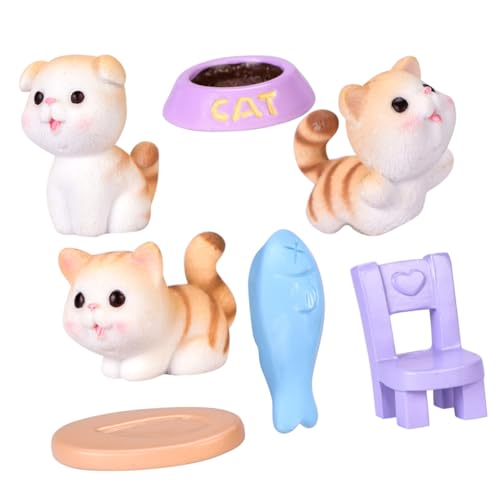 EPIGEIST Teiliges Miniatur katzenfiguren Set aus Umweltfreundlichem Resin Handbemalt Langlebig Lebensecht für DIY mikrolandschaften Puppenhäuser Garten Dekoration Spielspaß von EPIGEIST