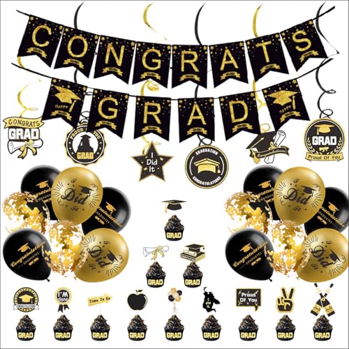EPODA Abschlussfeier Deko Paket - Happy Graduation Ballons & Banner - Abitur Bachelor Party Zubehör - Congrats Geschenk für Prüfungserfolge EPODA Abschlussfeier Deko Paket - Happy Graduation Ballons & Banner - Abitur Bachelor Party Zubehör - Congrats Geschenk für Prüfungserfolge von EPODA
