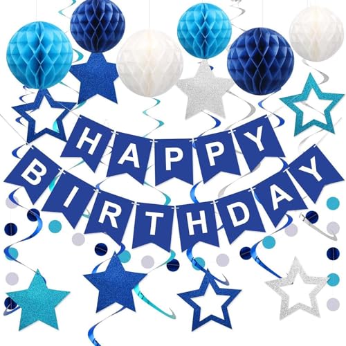 EPODA Marine Geburtstagsdeko mit Pompoms & Luftballons - Happy Birthday Banner & Girlande - Kinderparty Deko für Mädchen, Jungen & Erwachsene EPODA Marine Geburtstagsdeko mit Pompoms & Luftballons - Happy Birthday Banner & Girlande - Kinderparty Deko für Mädchen, Jungen & Erwachsene von EPODA