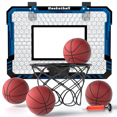 Basketball -Hoop Innenräume für Kinder 16 "x 12" - Mini -Basketball -Hoop mit 4 Bällen und komplettem Basketballzubehör - perfekt für einen Basketballliebhaber als Geschenk （blau） von EPPO