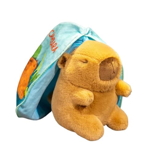 EPRHAY 18cm Ultraweiches Niedliches Capybara Plüschtier Bezauberndes Stofftier Capybara Puppe Mit Zippbarer Deckenkapuze Lieblicher Kuschelbegleiter Gemütliches Geschenk von EPRHAY