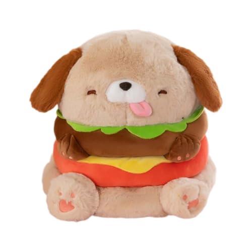 EPRHAY 22cm Flauschiger Hamburger Hund Plüschtier Kuschelig Weiches Spielzeug Lustige Hundefigur Stofftier Fülltier Kissen Spielzeug von EPRHAY