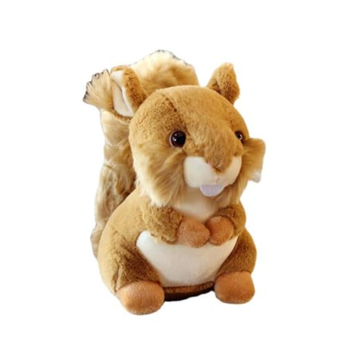 EPRHAY 22cm Ultra Weicher Brauner Eichhörnchen Plüschtier Flauschiges Stofftier Niedliches Lebensechtes Eichhörnchen Puppe Kuscheliger Umarmbarer Begleiter Kissen von EPRHAY