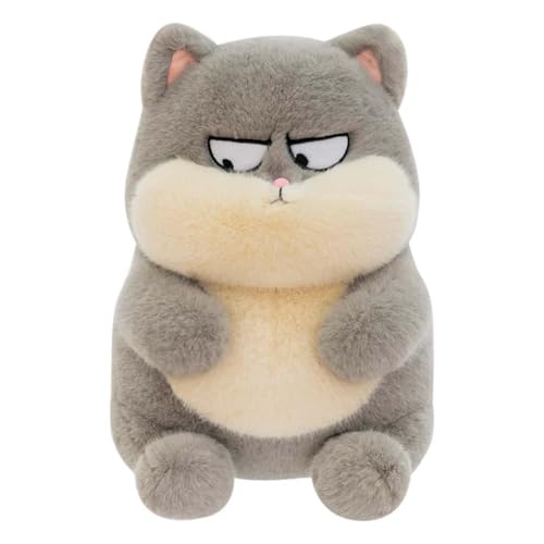 EPRHAY 23cm Ultra Weicher Cartoon Katze Plüschtier Flauschiges Stofftier Grantige Graue Katzen Puppe Kuscheliger Umarmbarer Begleiter Für Kinder und Erwachsene Wohnkissen Geschenk von EPRHAY