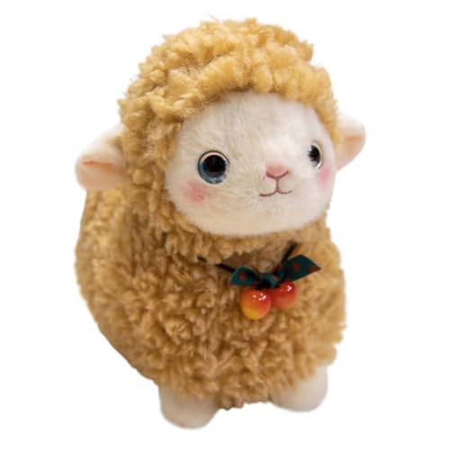 EPRHAY 25cm Weiches Niedliches Weißes Kirschblüten Alpaka Plüschtier Flauschiges Stofftier Cartoon Niedliches Lamm Plüschtier Kuschelkissen (Brown) von EPRHAY