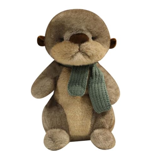 EPRHAY 26cm Super Weiches Niedliches Otter Plüschtier Flauschiges Stofftier Zeichentrick Otter Mit Gestrickter Schal Süßer Kuscheliger Begleiter Perfektes Deko Geschenk von EPRHAY