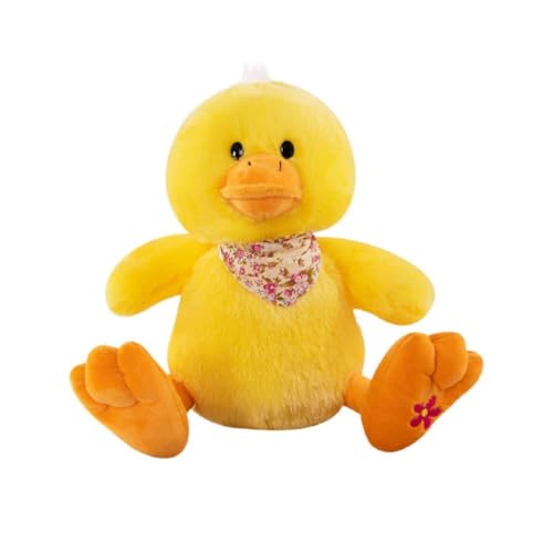 EPRHAY 28cm Niedliche Ente mit Rundem Bauch Plüschtier Kuschelig Weiches Spielzeug Gelbe Ente mit Latz Stofftier Fülltier Kissen Spielzeug Geschenk von EPRHAY