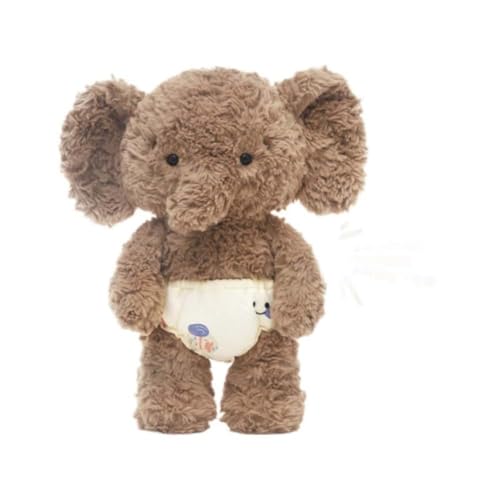 EPRHAY 35cm Superweicher Kuscheliger Brauner Elefant Plüschtier Niedliches Stofftier Elefantenpuppe Mit Windel Design Flauschiger Liebevoller Trostbegleiter Geschenk von EPRHAY