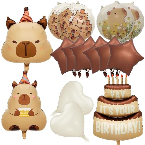 15 Stück Capybara Luftballons Set Capybara Aluminium Folienballons für Geburtstagsfeiern Hochzeiten und Tier Themenparty Dekorationen Perfekte Party Zubehör für Capybara Fans 15 Stück Capybara Luftballons Set Capybara Aluminium Folienballons für Geburtstagsfeiern Hochzeiten und Tier Themenparty Dekorationen Perfekte Party Zubehör für Capybara Fans von EPXOIQC