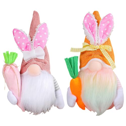 2 Stück Süße Oster GNOME Plüschfiguren mit Hasen Design für Fenster Tisch Kamin und Feiertagsdekoration Perfekte Geschenkidee für Kinder und Erwachsene Osterfest Deko Set von EPXOIQC