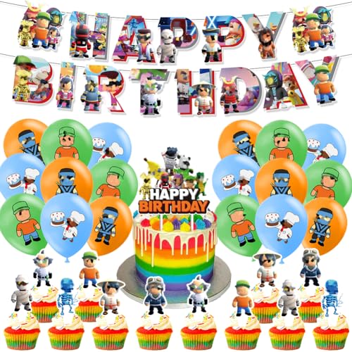 34pcs Stumble Geburtstagsdeko, Stumble Geburtstag Party Deko, Spiel Party-Dekorationen, Luftballon-Dekoration für Kinder, Birthday umfasst Ballons Banner, Kuchendekorationen 34pcs Stumble Geburtstagsdeko, Stumble Geburtstag Party Deko, Spiel Party-Dekorationen, Luftballon-Dekoration für Kinder, Birthday umfasst Ballons Banner, Kuchendekorationen von EPXOIQC