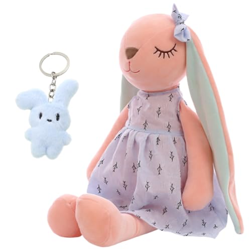 EPXOIQC Plüschhase Mit Schlüsselanhänger Plüschtier mit Kleid Kuscheltier für Kinder und Mädchen Geschenk Niedliches Stofftier Deko für Zuhause Ostern Geburtstag Einschulung Schlafbegleiter von EPXOIQC
