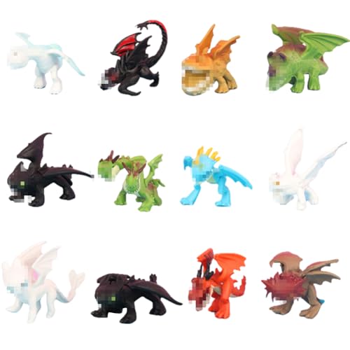 Mini Dragon Figuren 12pcs Drachen Action Figuren Spielzeug Drachen Kuchendekoration Dragon Puppe Toys Dinosaurier Figuren Spielzeug Set Actionfiguren Toy für Kinder Geburtstags von EPXOIQC
