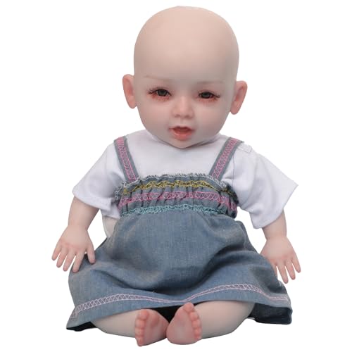 EQAIWUJIE 35 cm Silikon Reborn Puppe Ganzkörper Silikon Neugeborene Baby Real Reborn Baby Puppe Mädchen (Tan) von EQAIWUJIE