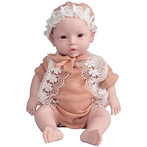 EQAIWUJIE 47 cm Silikon Reborn Puppe Ganzkörper Silikon Neugeborene Baby Real Reborn Baby Puppe Mädchen (Tan, 18.5 Inch) von EQAIWUJIE