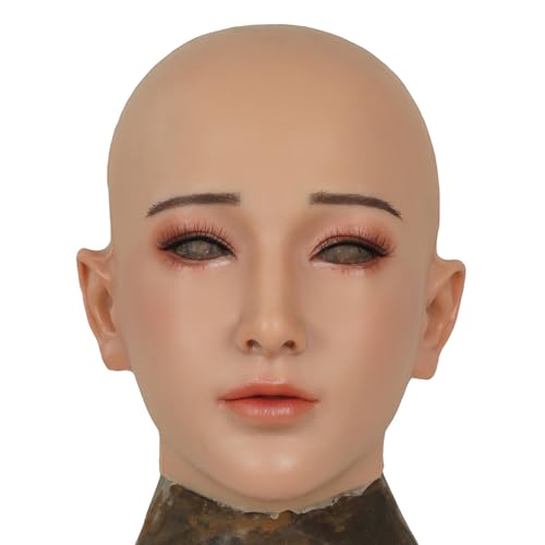 EQAIWUJIE Realistic Silicone Mask Silikon-Kopfmaske für Crossdresser Transgender Cosplay Halloween Masquerade (Braun) von EQAIWUJIE