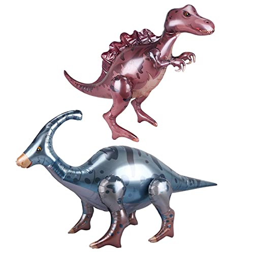 Dino Luftballon, Selbststehende 3D-Dinosaurier-Folienballons, Aufblasbare Riesenballons für Geburtstagsfeier, Babyparty, 2 Stück von EQLEF