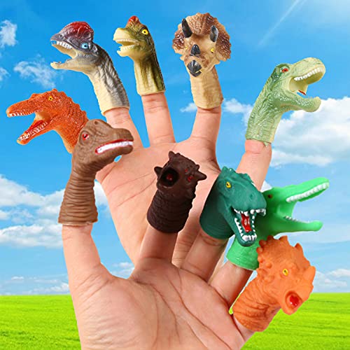 Dinosaurier Fingerpuppen Set, Dinosaurierköpfe Fingerpuppen Requisiten Neuheit Interaktive Handpuppe Geschichte Zeit Spielzeug Geschenk für Kinder 10St von EQLEF