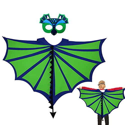 EQLEF Dinosaurier Kostüm Kinder, Dinosaurier-Flügel-Kostüm mit Dinosaurier-Maske, Drachenflügel für Kinder, Drachen-Umhang verkleiden sich für Jungen, Cosplay, Halloween und Kostüme 3-9 Jahre (Grün) EQLEF Dinosaurier Kostüm Kinder, Dinosaurier-Flügel-Kostüm mit Dinosaurier-Maske, Drachenflügel für Kinder, Drachen-Umhang verkleiden sich für Jungen, Cosplay, Halloween und Kostüme 3-9 Jahre (Grün) von EQLEF