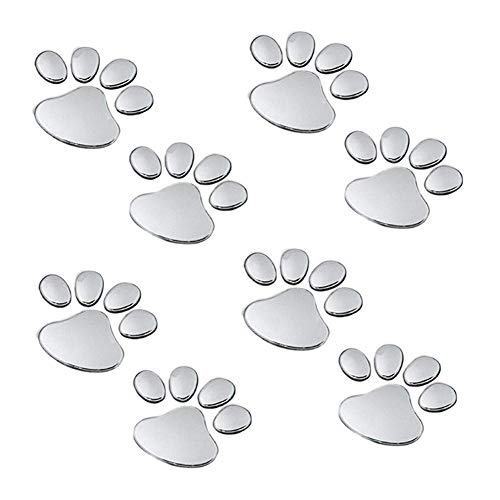EQLEF® 4 Paar Bärenhund, Paw Tier, 3D, Autoaufkleber, Dekoration, silberfarben, Farbe von EQLEF