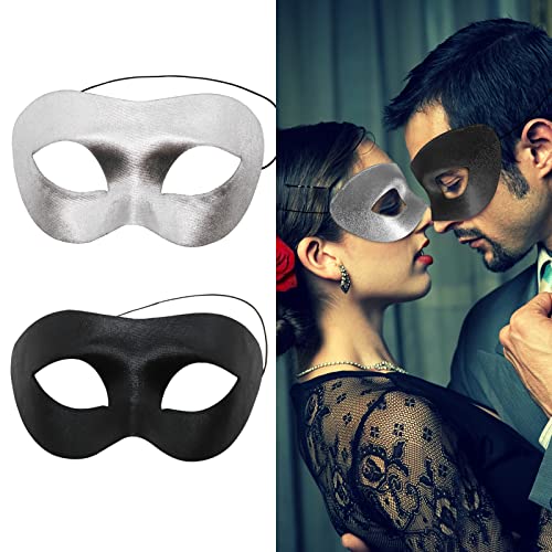 EQLEF Maskerade Maske Herren, Schwarz und Silber, venezianische römische Karnevalsmaske, klassische Halloween-Maske für Männer, Frauen, Paare, Cosplay-Party von EQLEF