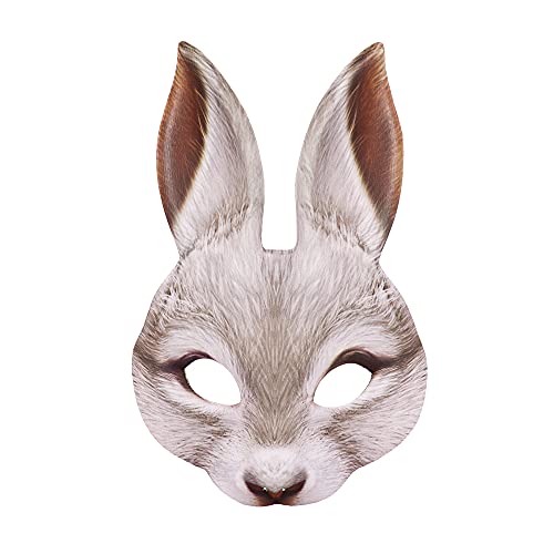EQLEF Tiermasken Kaninchen, Realistische Kaninchen Tier Maske EVA Hase Gesichtsmaske Erwachsene Cosplay Kaninchen Kostüm für Fancy Kleid Ball Ostern Karneval Halloween Tier Theme Party von EQLEF